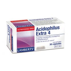 "ACIDOPHILUS EXTRA 4     4 billion friendly bacteria per capsule"